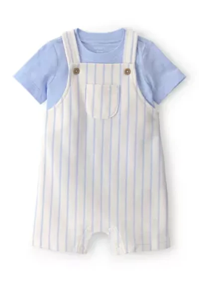 Baby Boys Striped Overalls and Solid T-Shirt