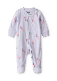 Baby Girls Textured Snap Footed Pajamas