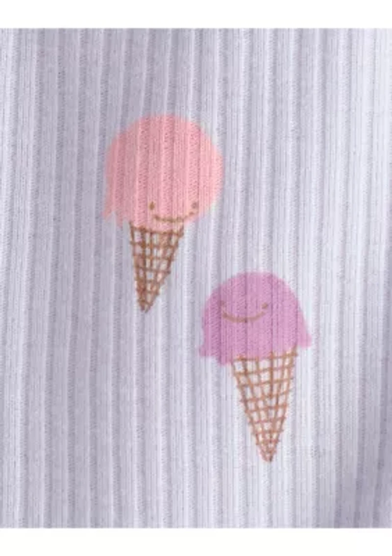 Baby Girls Textured Snap Footed Pajamas