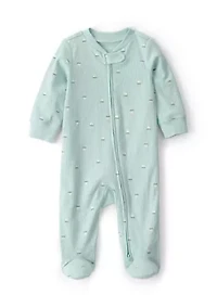 Baby Boys Printed Textured Snap Zip Footie Pajamas