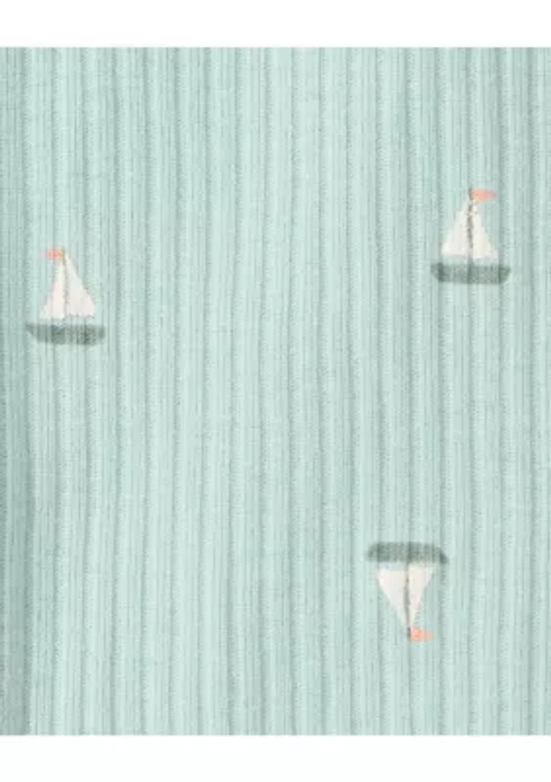 Baby Boys Printed Textured Snap Zip Footie Pajamas