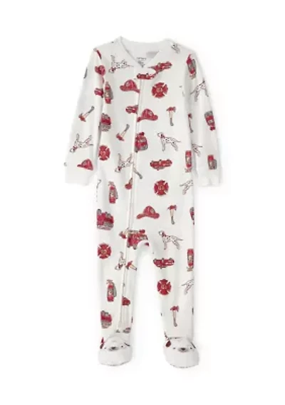 Baby Boys Firetruck Footie Pajamas
