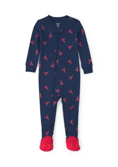 Baby Boys Lobster Print Footie Pajamas
