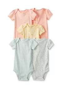Baby Girls Short Sleeve Bodysuits - 5 Pack