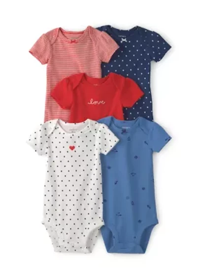 Baby Girls Short Sleeve Bodysuits - 5 Pack