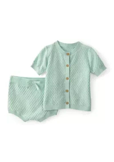 Baby Girls Button-Up Top and Shorts Set