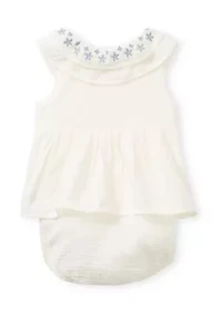Baby Girls Embroidered Sunsuit Dress