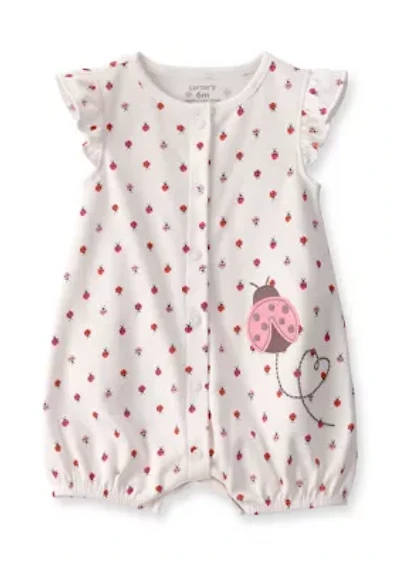 Baby Girls Ladybug Print Romper