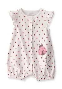 Baby Girls Ladybug Print Romper