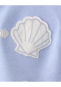 Baby Girls Ribbed Shell Print Romper