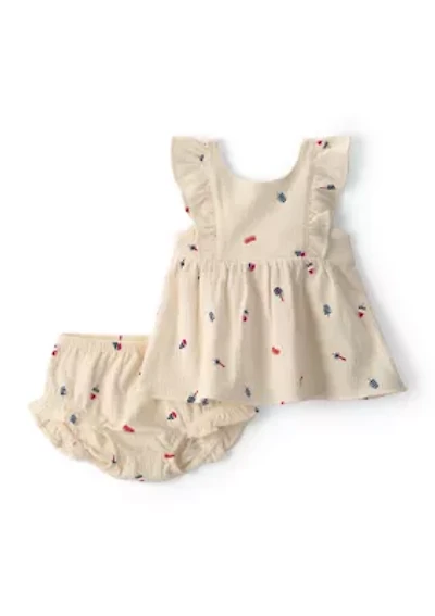 Baby Girls Festive Print Shirt and Shorts Set
