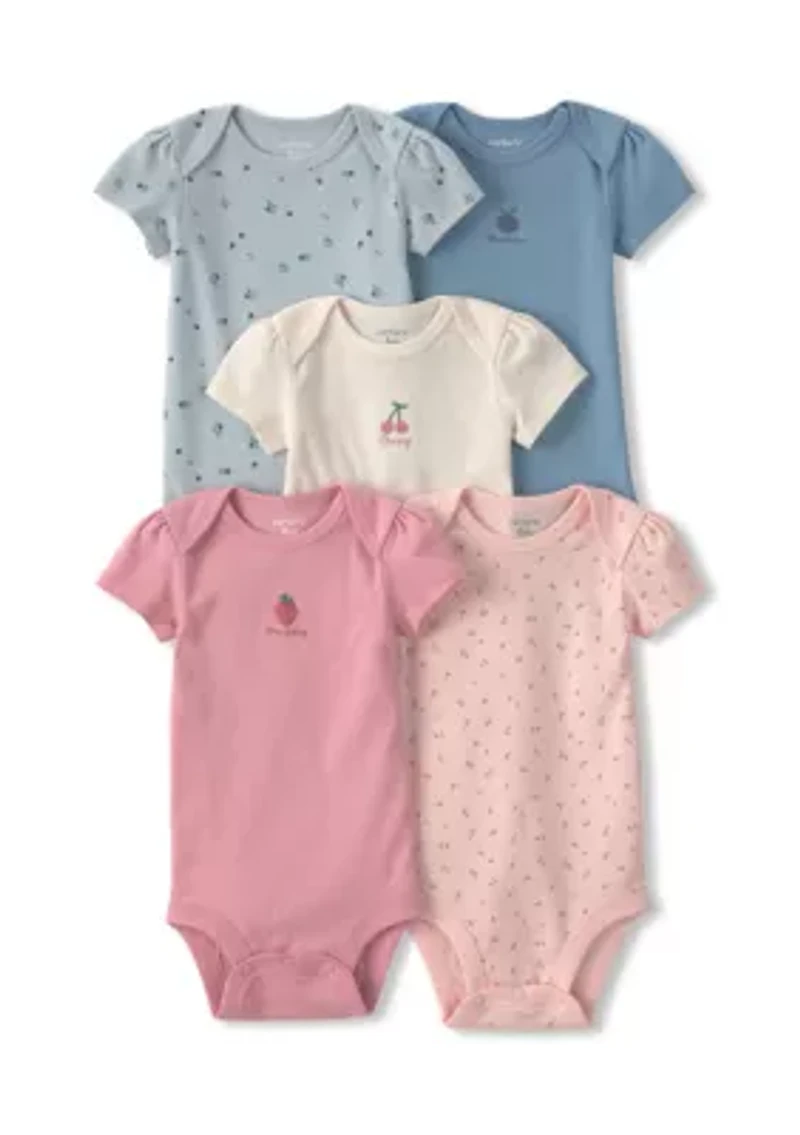 Baby Girls 5 Pack Print Bodysuit Set