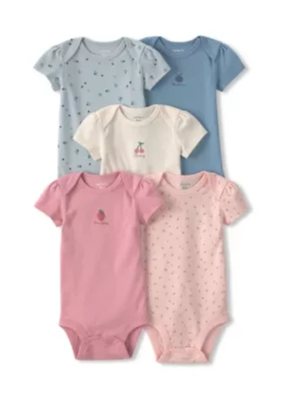 Baby Girls 5 Pack Print Bodysuit Set