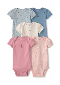 Baby Girls 5 Pack Print Bodysuit Set