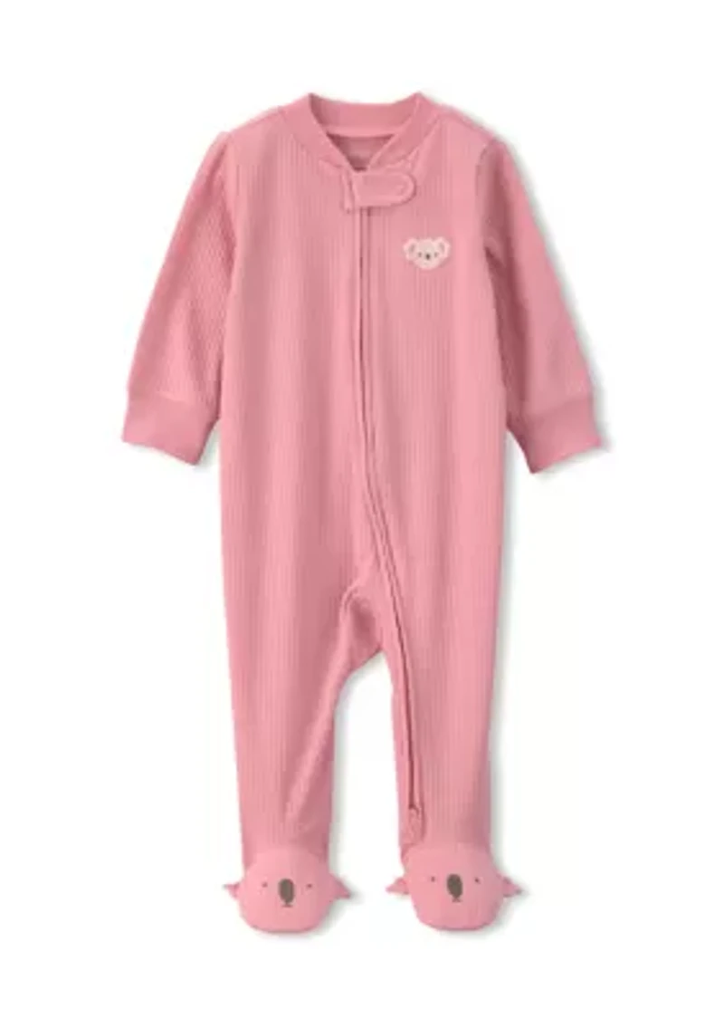 Baby Girls Textured Koala One-Piece Pajama