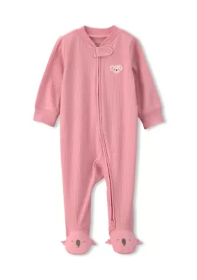 Baby Girls Textured Koala One-Piece Pajama