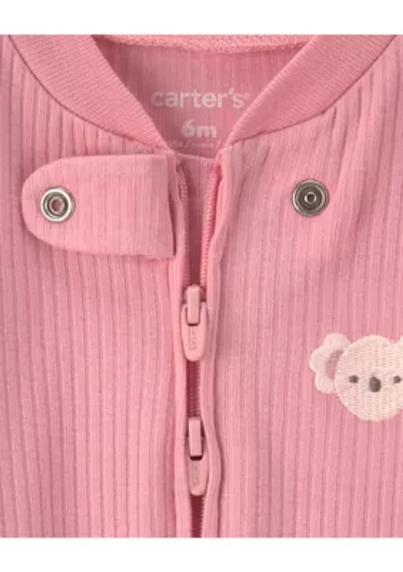 Baby Girls Textured Koala One-Piece Pajama