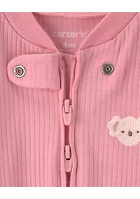 Baby Girls Textured Koala One-Piece  Pajama