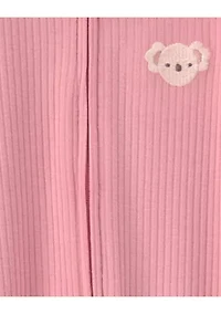 Baby Girls Textured Koala One-Piece  Pajama