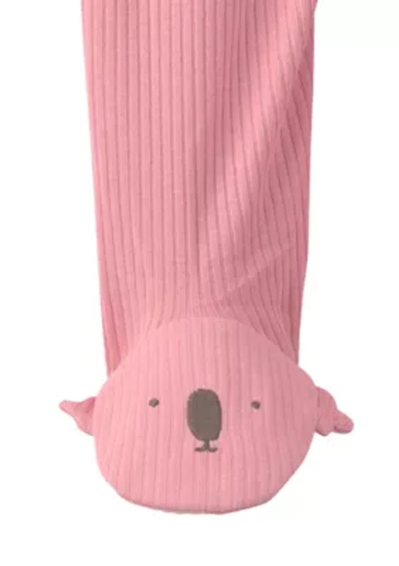 Baby Girls Textured Koala One-Piece Pajama