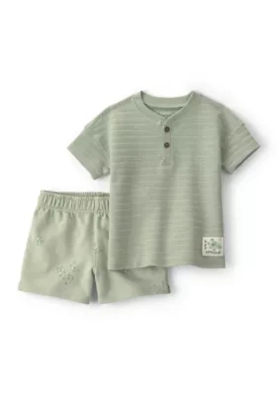 Baby Boys Frog Print Shirt and Shorts Set