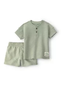 Baby Boys Frog Print Shirt and Shorts Set