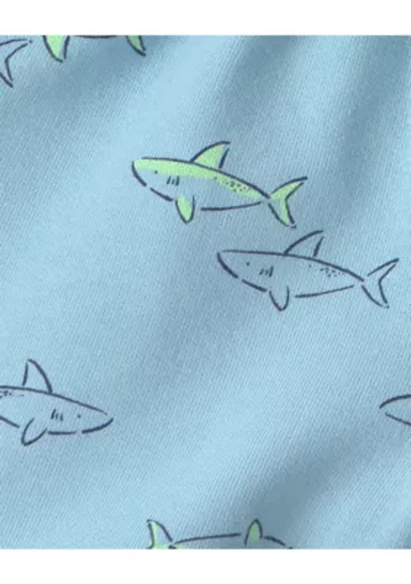 Baby Boys Shark Print Shirt and Shorts Set