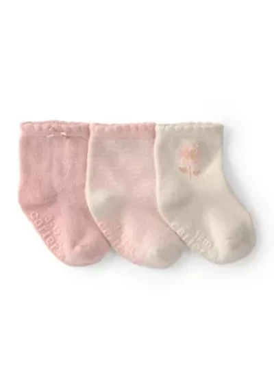Baby Girls 3 Pack Bootie Socks