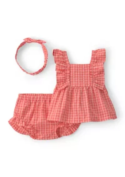 Baby Girls 3 Piece Shorts Tank Headband Set