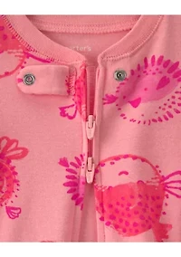 Baby Girls Pufferfish Print One-Piece Pajama