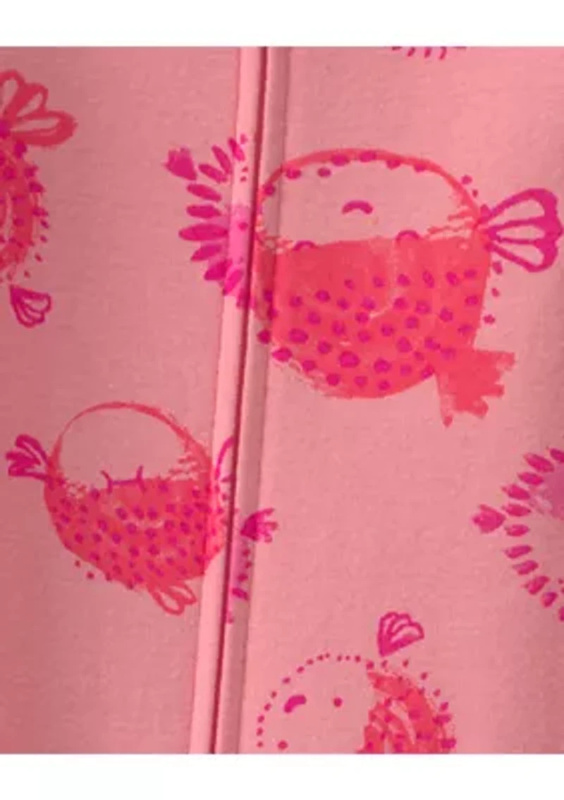 Baby Girls Pufferfish Print One-Piece Pajama