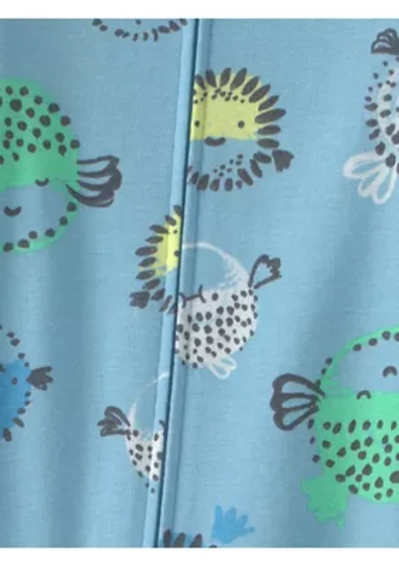 Baby Boys Pufferfish Print One-Piece Pajama
