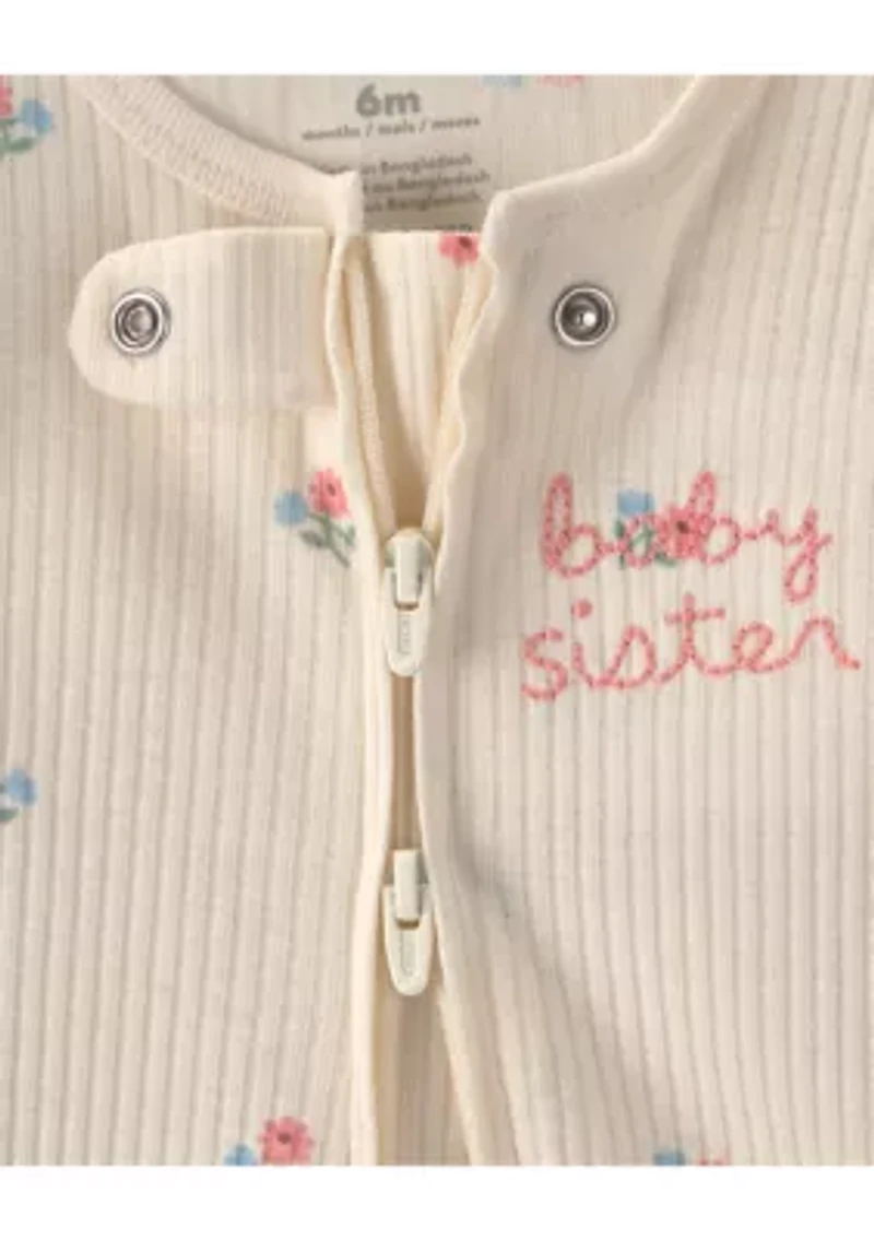 Baby Girls Textured Print Bodysuit