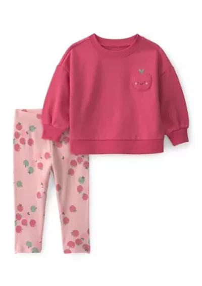 Baby Girls Apple Print Shirt and Leggings Set