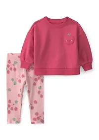 Baby Girls Apple Print Shirt and Leggings Set
