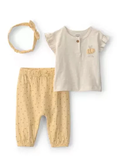 Baby Girls 3 Piece Pants Shirt Headband Set