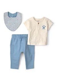 Baby Boys Shirt and Leggings Set with Bib