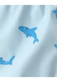 Baby Boys Shark Print Tank Top and Shorts Set