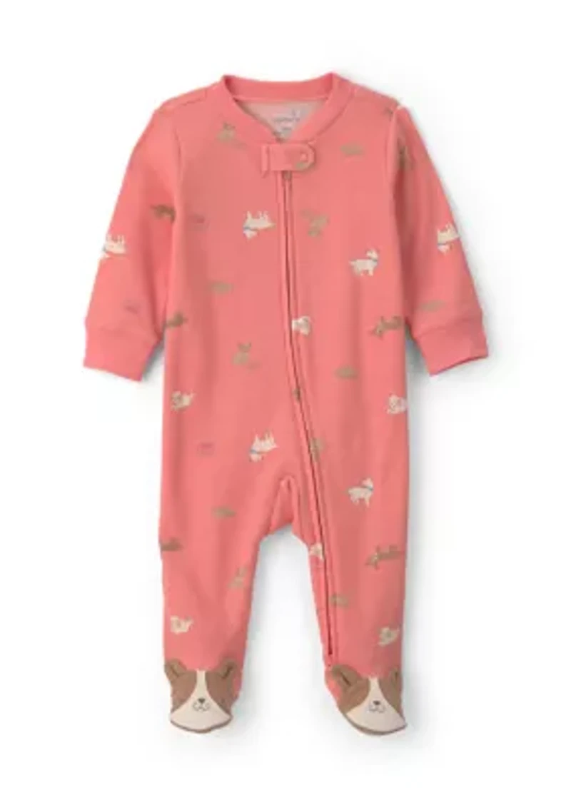 Baby Girls Textured Snap One-Piece Pajama