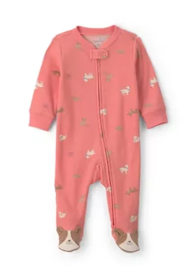 Baby Girls Textured Snap One-Piece Pajama