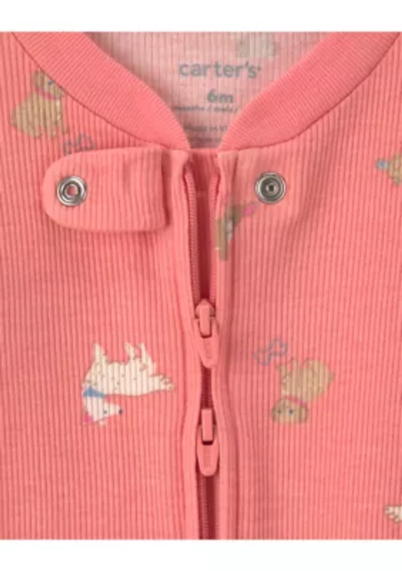 Baby Girls Textured Snap One-Piece Pajama