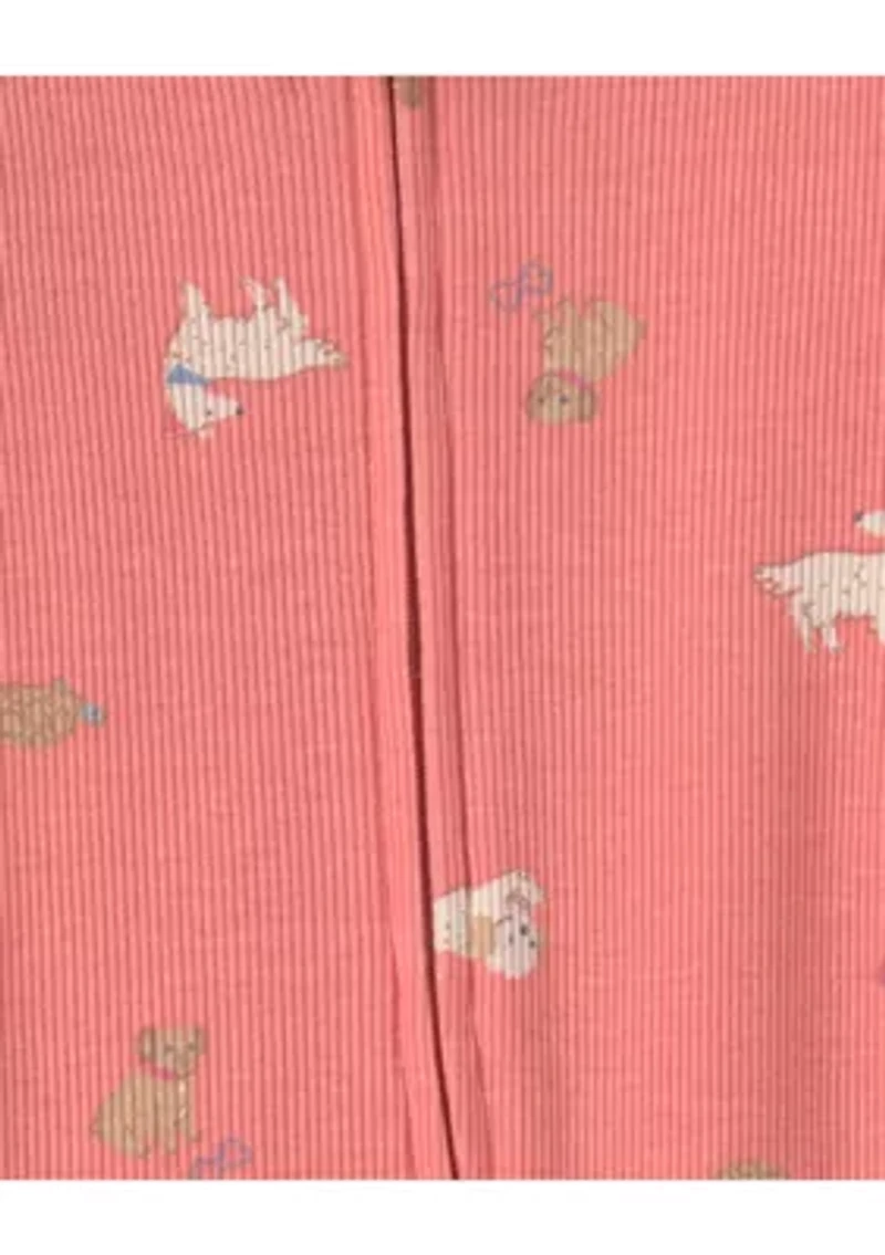 Baby Girls Textured Snap One-Piece Pajama