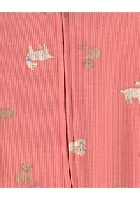 Baby Girls Textured Snap One-Piece Pajama
