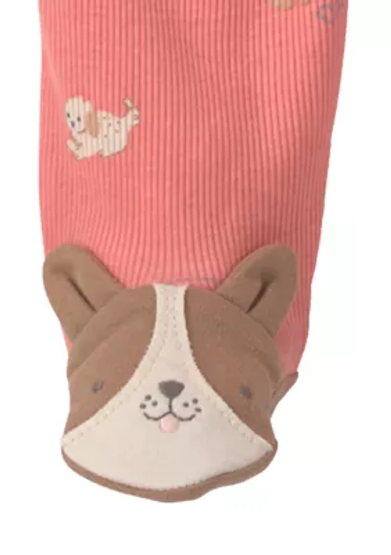 Baby Girls Textured Snap One-Piece Pajama