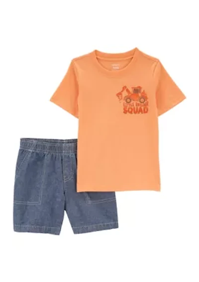 Toddler Boys Jersey Chambray T-Shirt Set