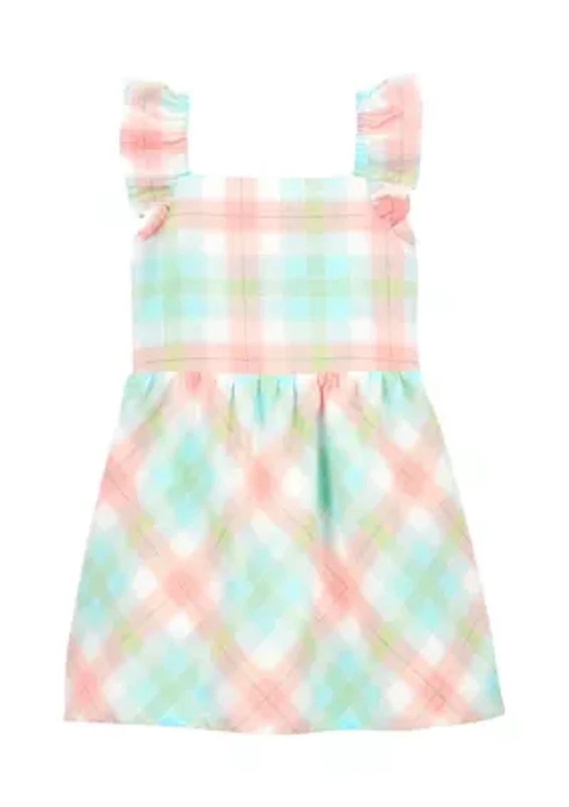 Toddler Girls Sateen Plaid Dress