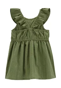 Toddler Girls Solid Textured Dress