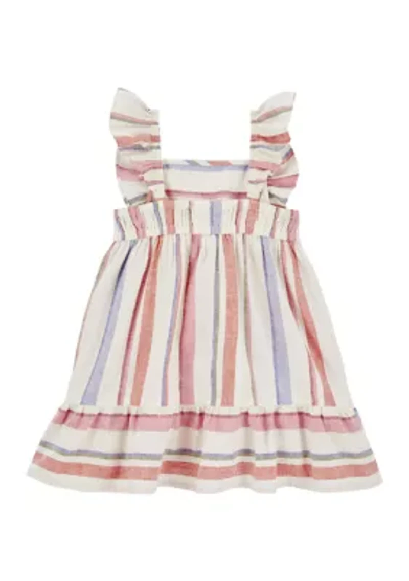 Toddler Girls Linen Striped Dress