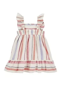 Toddler Girls Linen Striped Dress