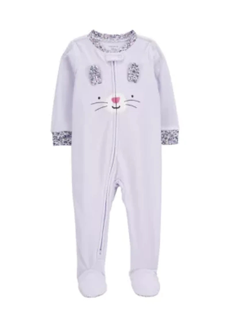 Toddler Girls Bunny Fleece Footed One Piece Pajama